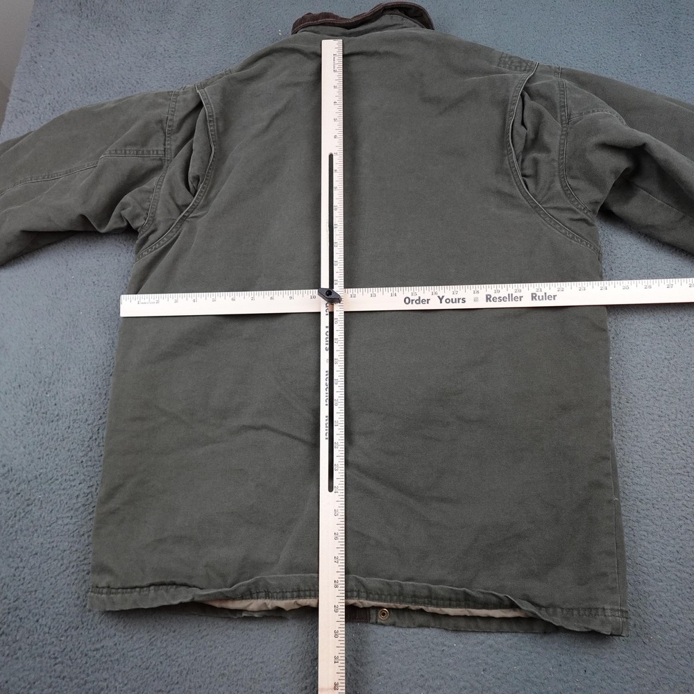 Columbia Jacket Mens Large Olive Canvas Field Barn Coat Corduroy Collar Flannel - Picture 9 of 12